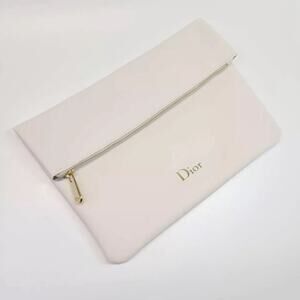 VIP/Gift with Purchase Christian Dior Clutch Pouch Beige White Faux Leather